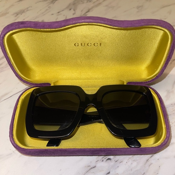 Gucci Oversized Square Sunglasses, Black - Picture 1 of 10